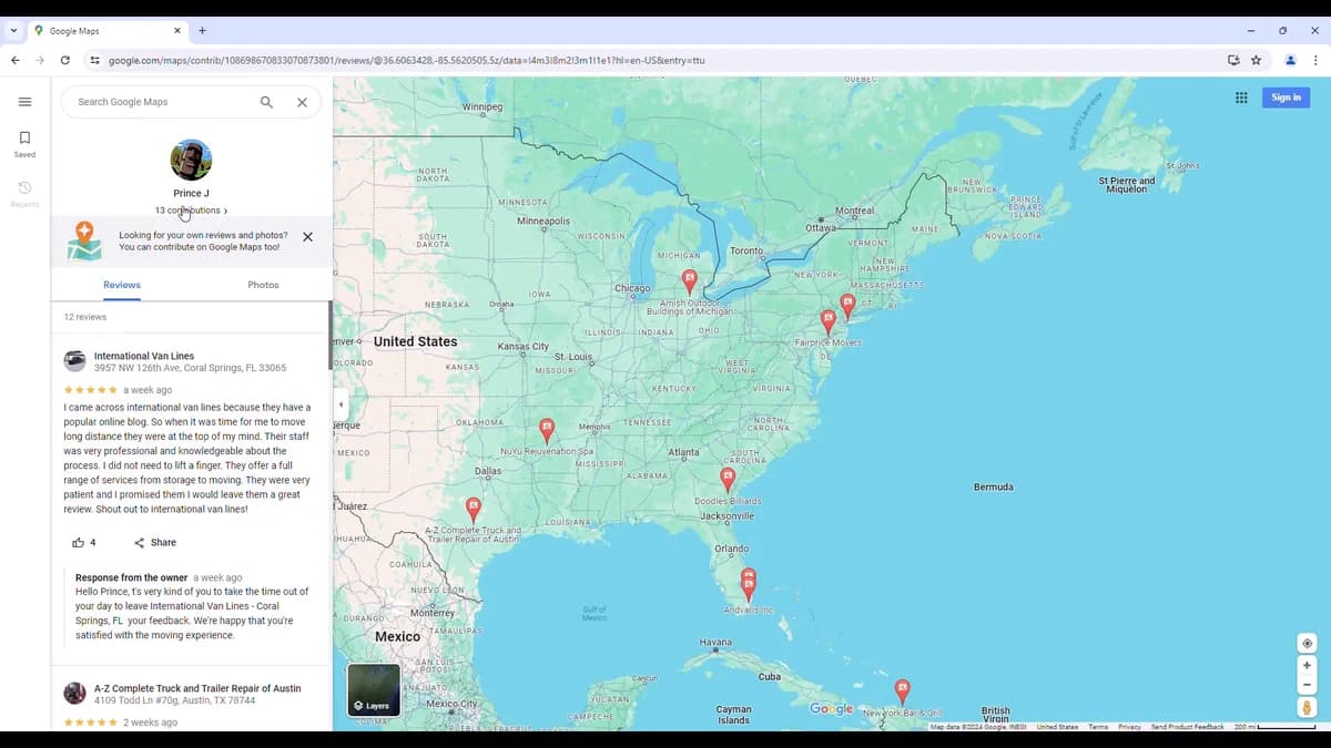 Screenshot: Kay Dean, FakeReviewWatch (Prince J impossible review timeline)