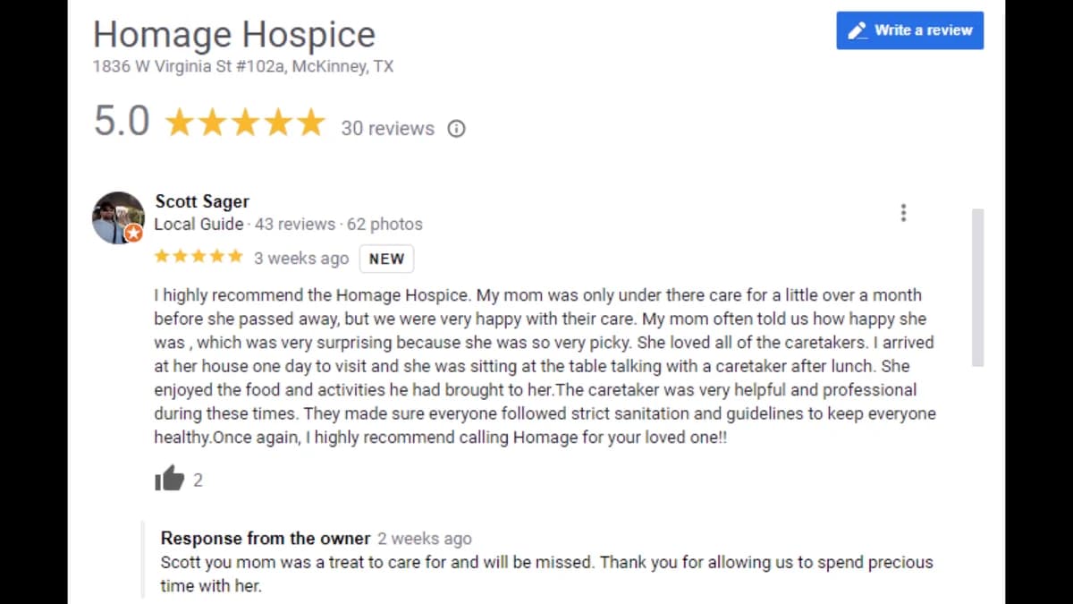Screenshot: Kay Dean, FakeReviewWatch (Scott Sager hospice and cross-industry review pattern)